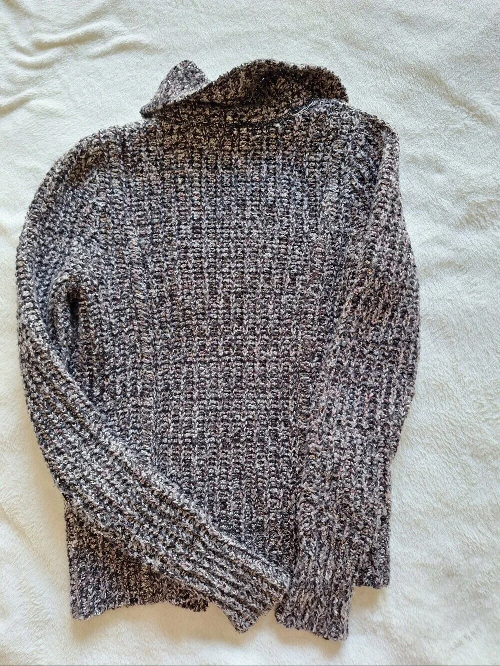 Free People Marbled Chunky Knit Moto Asymmetrical Zip Sweater Jacket Size XS